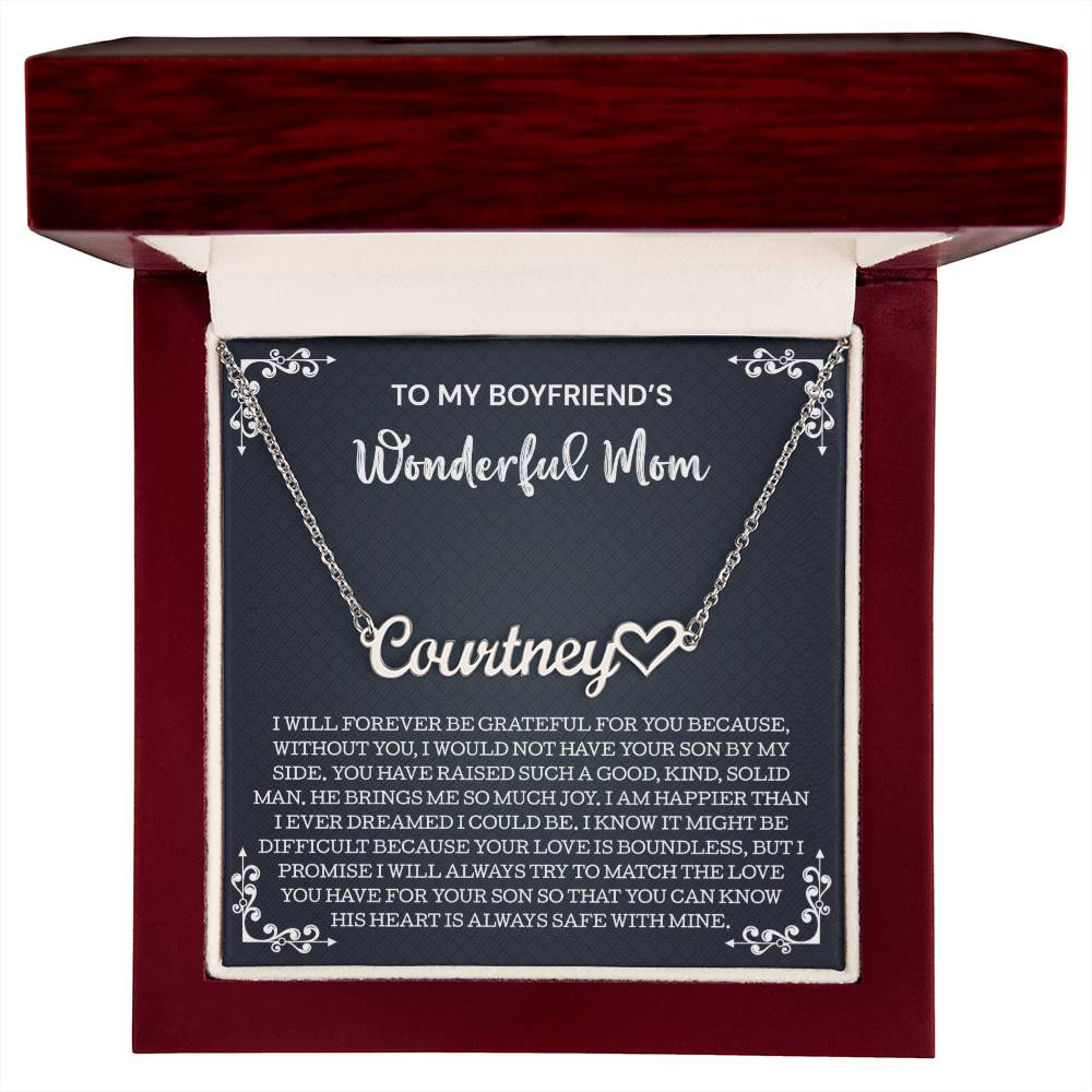 To My Boyfriend's Mom Gift, Heart Name Necklace, Gifts for Boyfriends Mom Necklace, To My Boyfriends Mom Gifts On Birthday