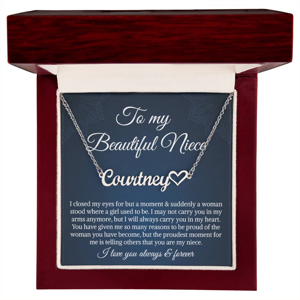 To My Niece Heart Name Necklace, Niece Birthday Gift, Uncle Gift To Niece, Gift From Aunt On Birthday, Christmas Day
