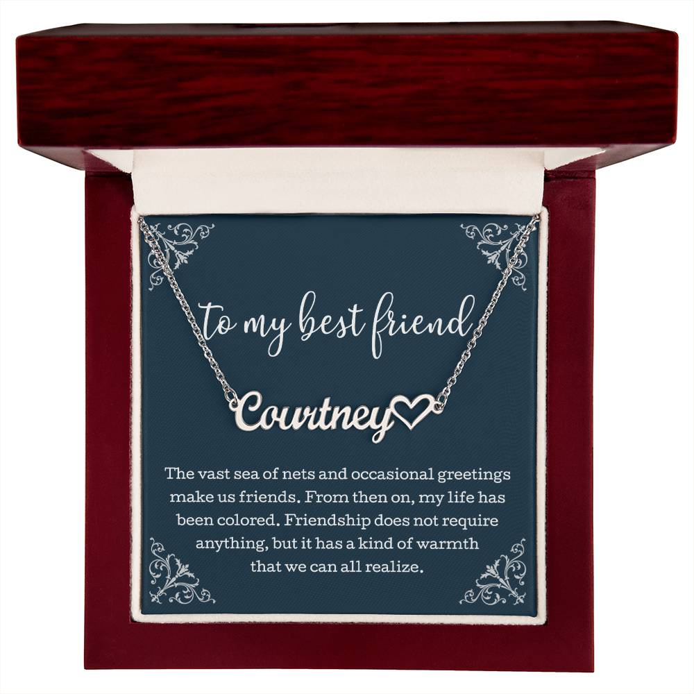 To My Best Friend Heart Name Necklace, Friendship Jewelry, Best Friend Necklace With Message Card, Best Friend Jewelry, Birthday Gift For Best Friend
