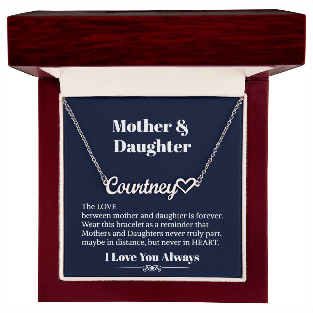 Mother Daughter Heart Name Necklace - To My Daughter Necklace - Personalized Name Necklace - Necklace For Daughter From Mom