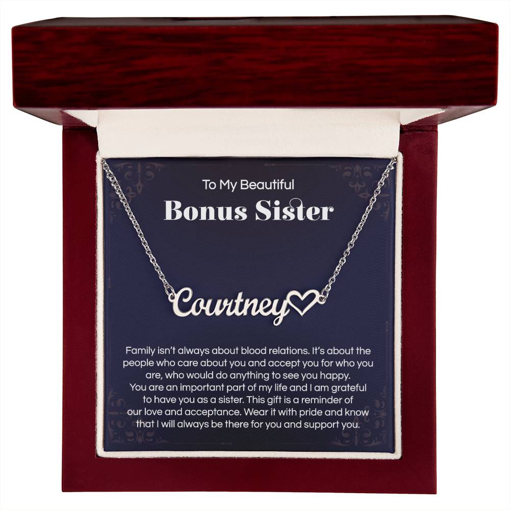 Sister Gifts, Heart Name Necklace for Sister in Law, Sister in Law Birthday Gift for Bonus Sister, Unbiological Sister Gifts, Christmas Jewelry