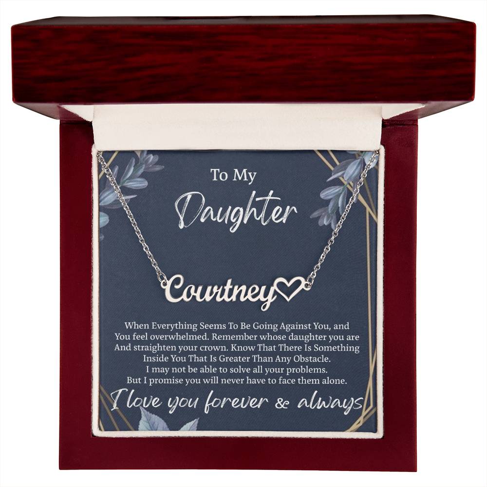 My Daughter Necklace From Dad With Heartfelt Message, Father Daughter Gifts From Dad, Birthday Gift For Daughter, Heart Name Necklace