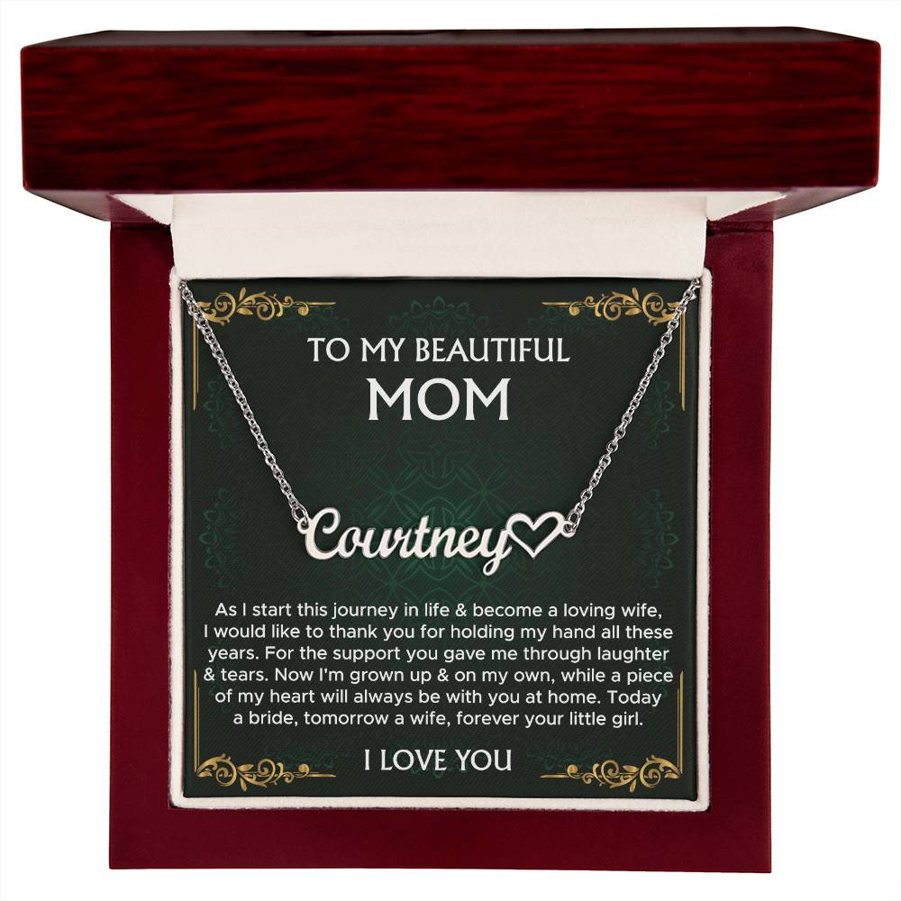 Mother of the Bride Gift From Daughter | Mother of the Bride Necklace From Bride | Mom of Bride | Heart Name Necklace