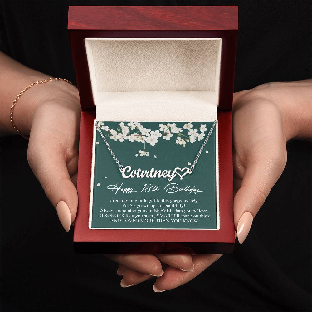 Happy Birthday Necklace Gift For Sweet 18 Girls • Happy 18th Birthday • Heart Name Necklace For Eighteen Years Old Teenage Girls
