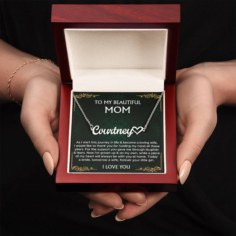 Mother of the Bride Gift From Daughter | Mother of the Bride Necklace From Bride | Mom of Bride | Heart Name Necklace