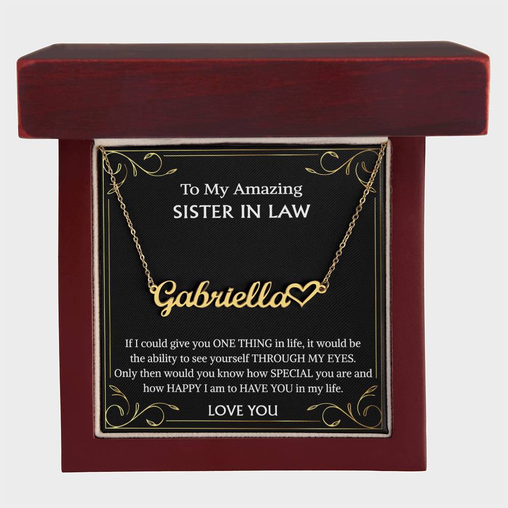 Sister-in-Law Gift • Heart Name Necklace for Sister-in-Law • Family Jewelry • Wedding Gift • Christmas Name Necklace