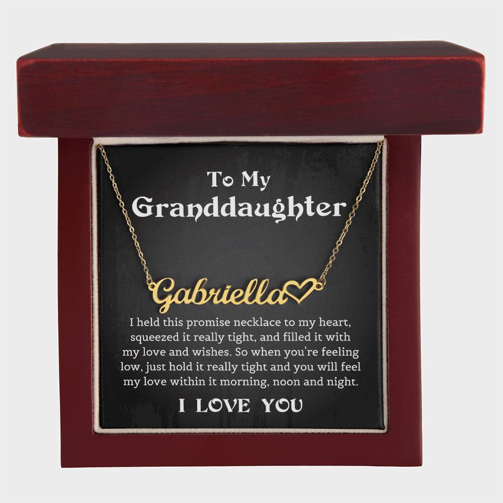 Granddaughter Birthday Gift, Heart Name Necklace from Grandmother with Thoughtful Message Card, Grandmother Granddaughter Necklace