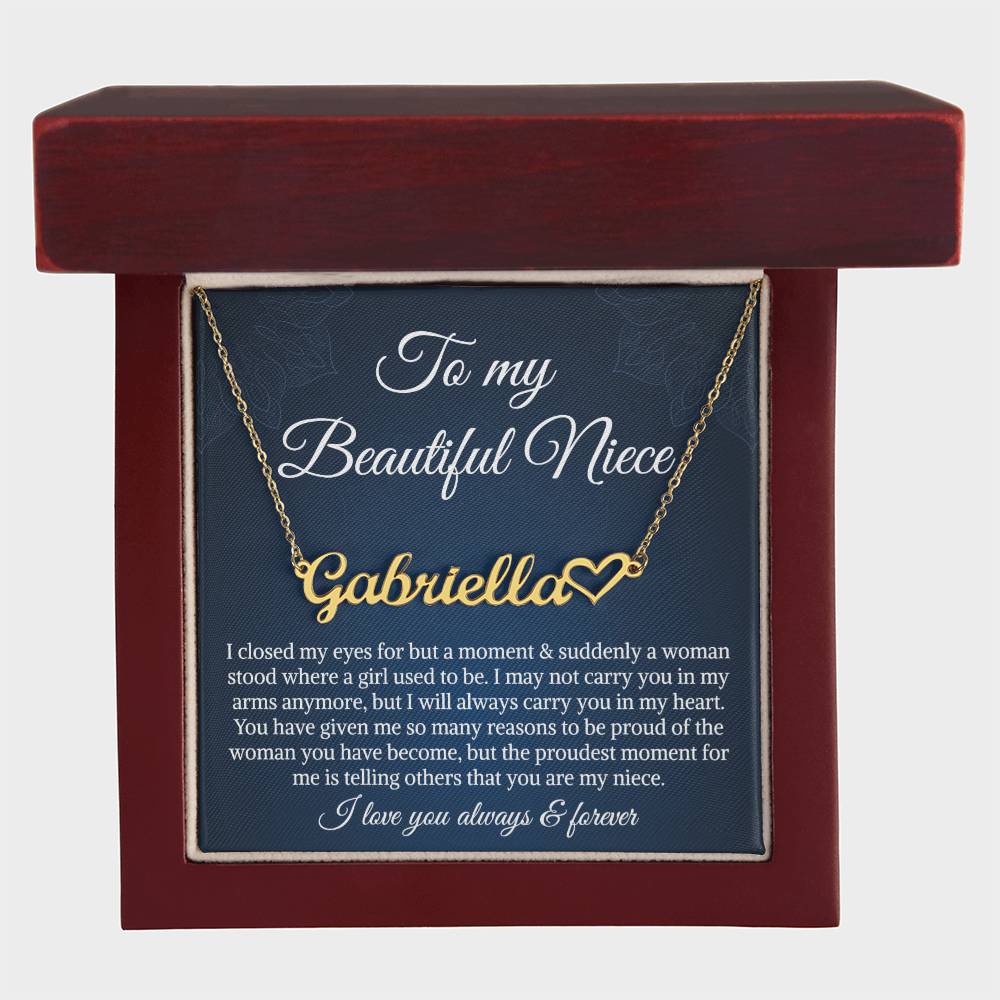 To My Niece Heart Name Necklace, Niece Birthday Gift, Uncle Gift To Niece, Gift From Aunt On Birthday, Christmas Day