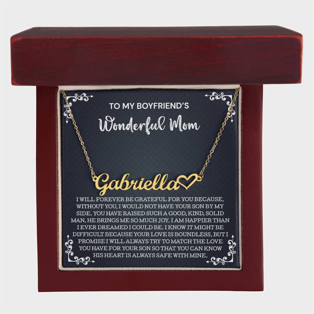 To My Boyfriend's Mom Gift, Heart Name Necklace, Gifts for Boyfriends Mom Necklace, To My Boyfriends Mom Gifts On Birthday