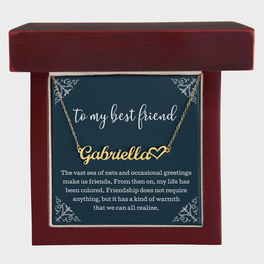 To My Best Friend Heart Name Necklace, Friendship Jewelry, Best Friend Necklace With Message Card, Best Friend Jewelry, Birthday Gift For Best Friend