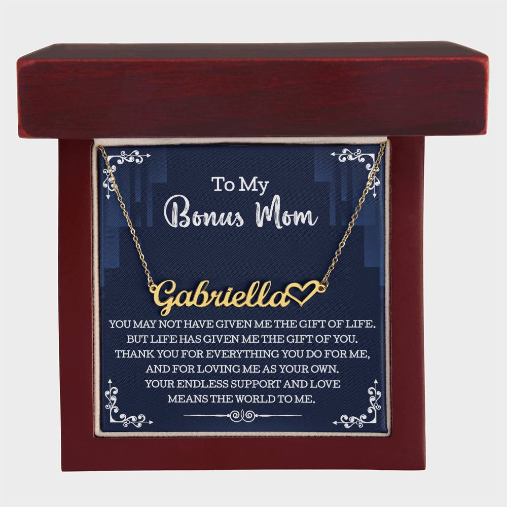 To My Bonus Mom Name Necklace, Custom Name Necklace Gift For Mother In Law other, Mothers Day Gift, Birthday Gift From Son In Law