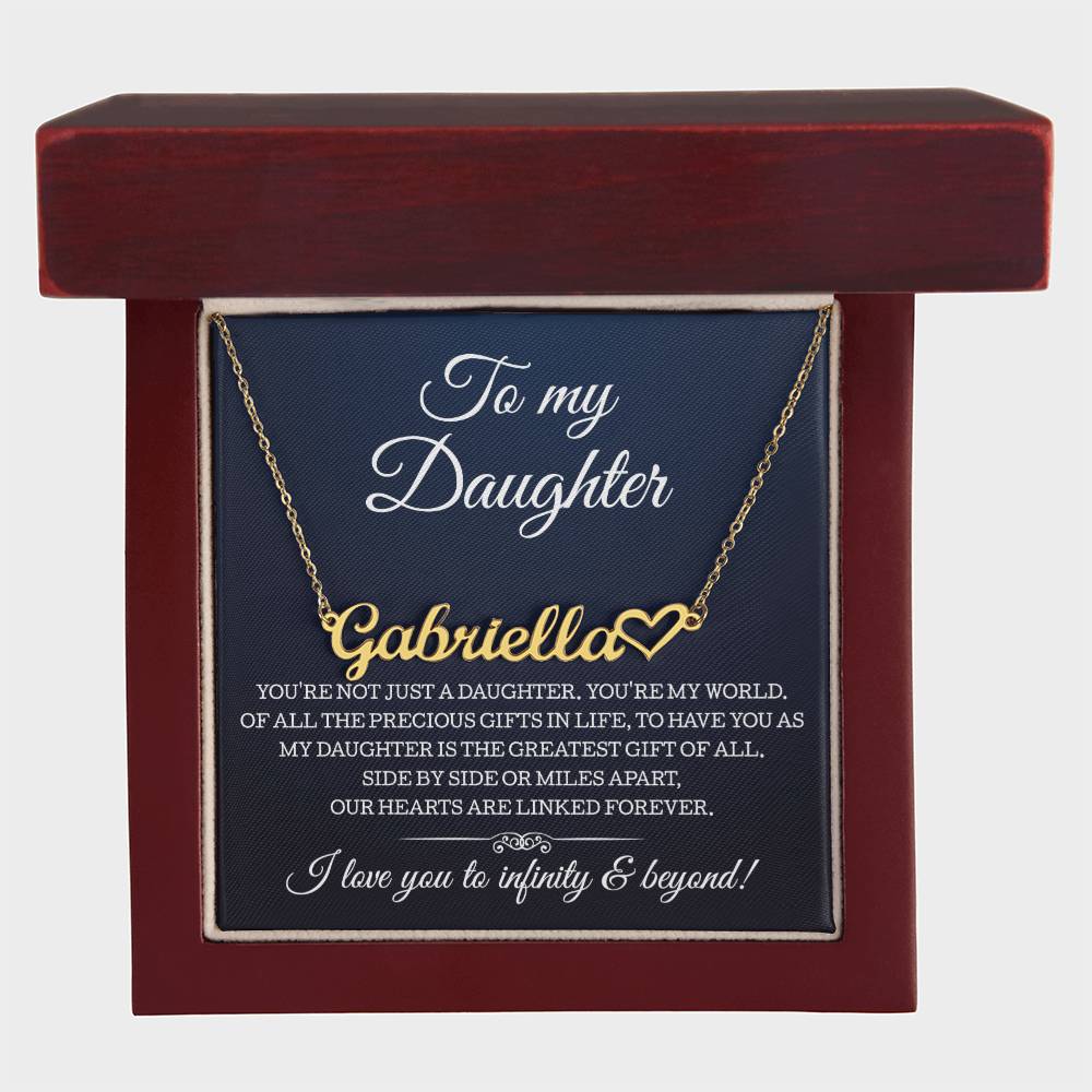To My Daughter Necklace, Heart Name Necklace, Gift for Daughter from Mom Dad, Birthday Christmas Gift