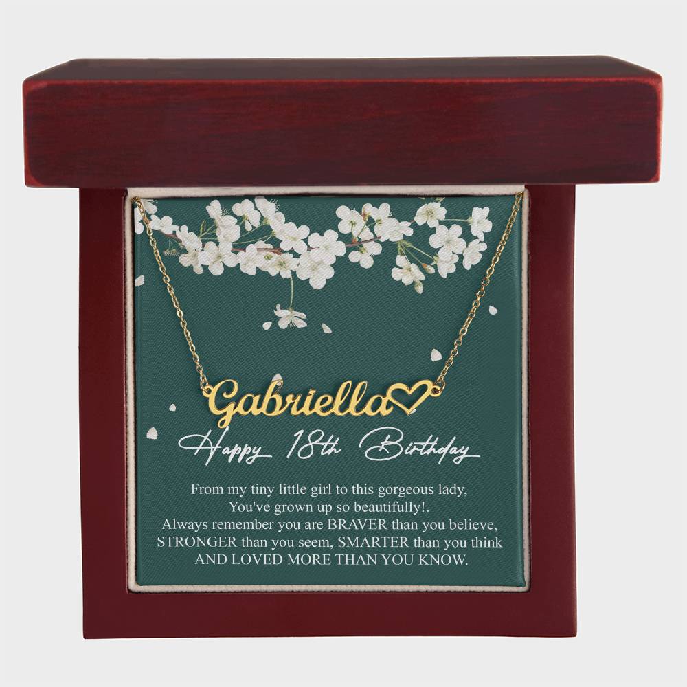 Happy Birthday Necklace Gift For Sweet 18 Girls • Happy 18th Birthday • Heart Name Necklace For Eighteen Years Old Teenage Girls