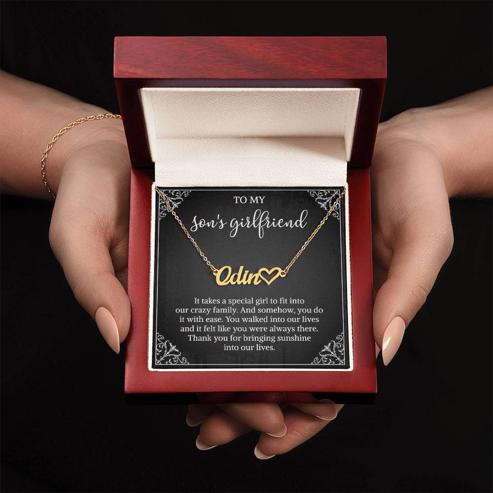 To my Son's Girlfriend Gifts, Signature Style Name Necklace, Valentine's Day Jewelry Birthday Gift