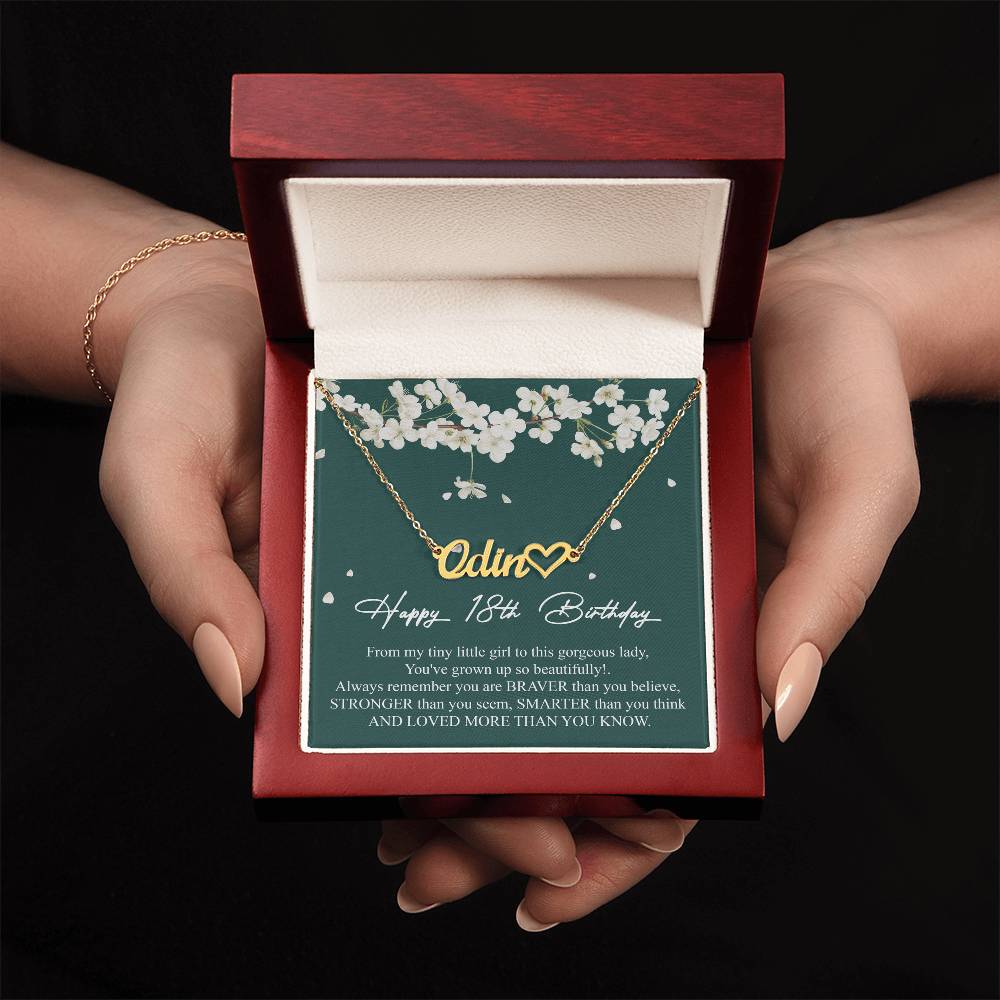 Happy Birthday Necklace Gift For Sweet 18 Girls • Happy 18th Birthday • Heart Name Necklace For Eighteen Years Old Teenage Girls