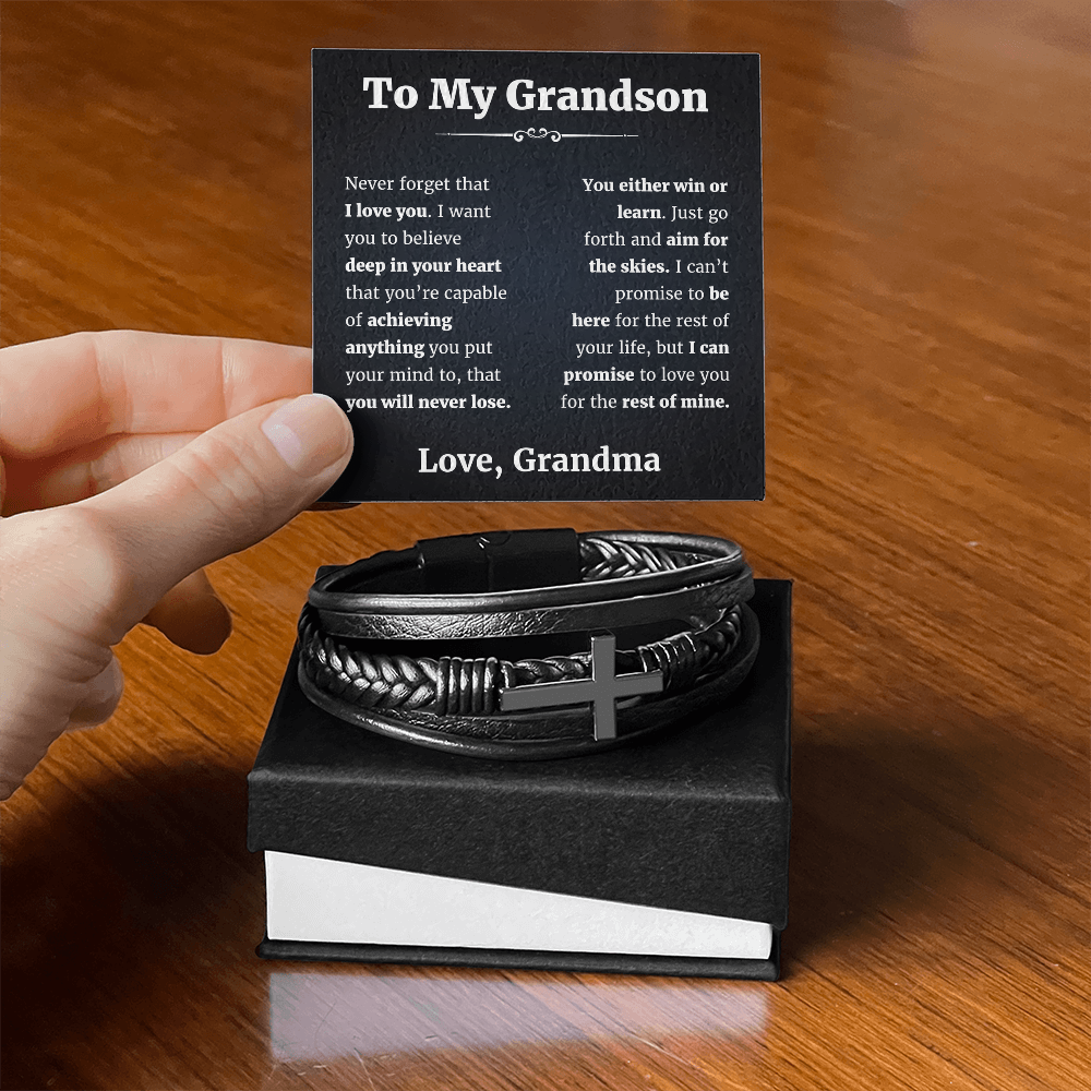To My Grandson From Grandma Braclet Cross