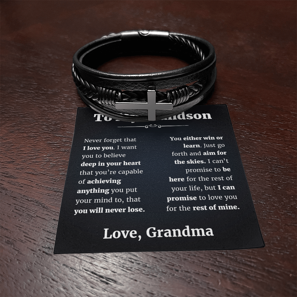 To My Grandson From Grandma Braclet Cross