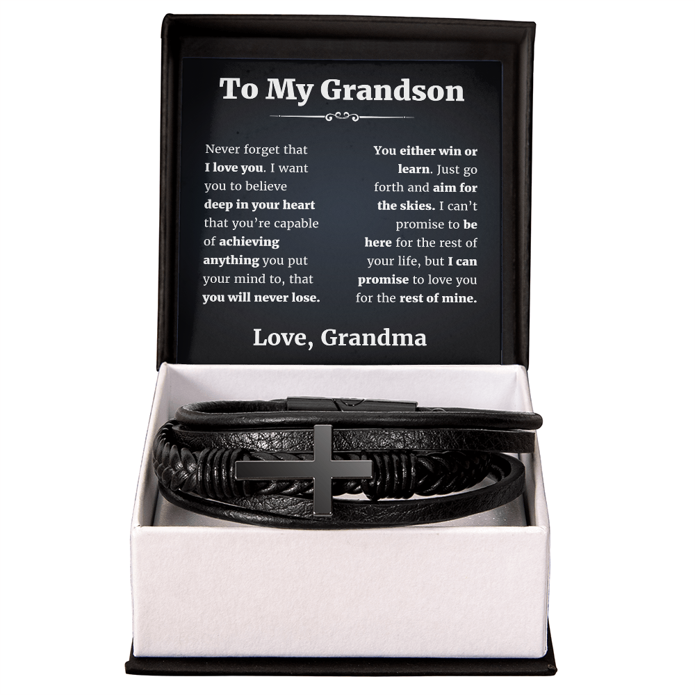 To My Grandson From Grandma Braclet Cross