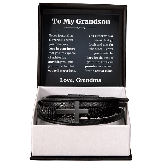 To My Grandson From Grandma Braclet Cross