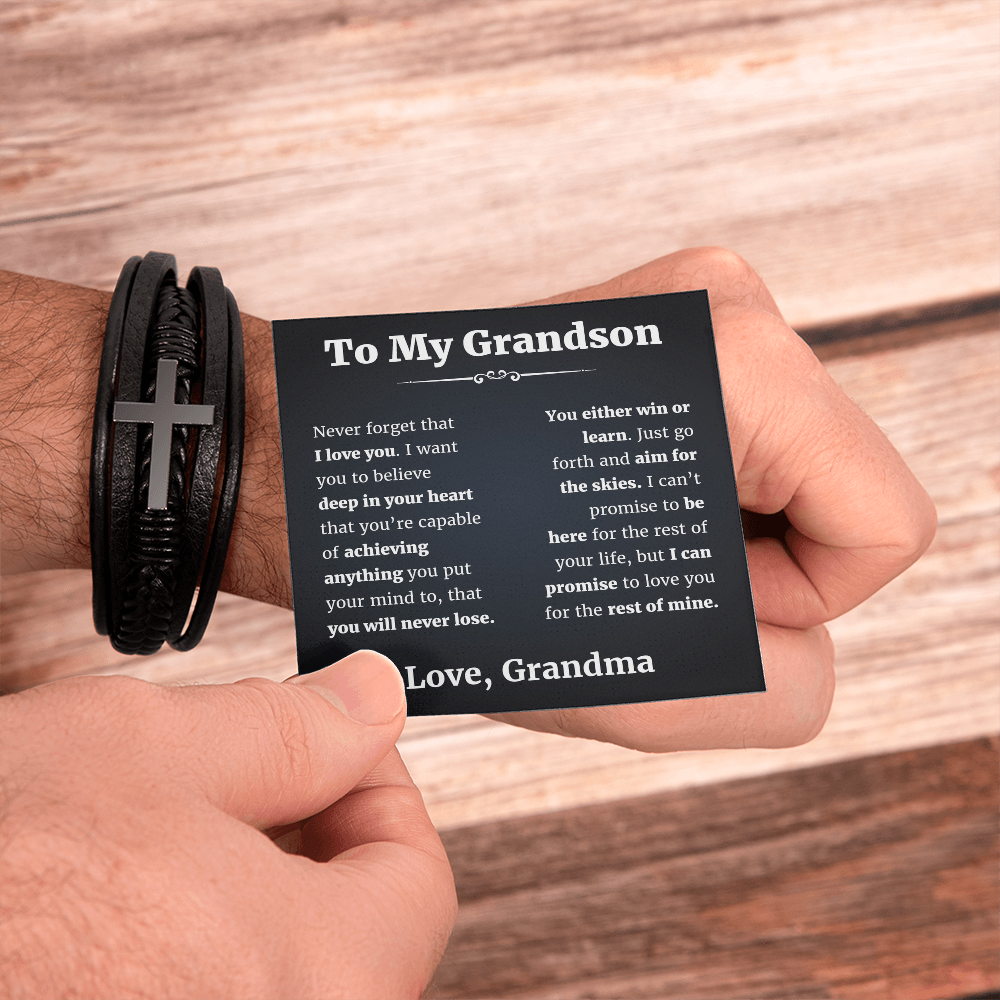 To My Grandson From Grandma Braclet Cross