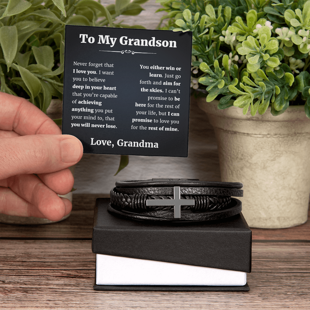 To My Grandson From Grandma Braclet Cross