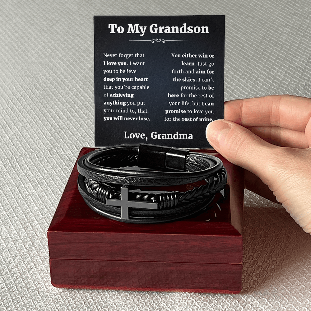 To My Grandson From Grandma Braclet Cross