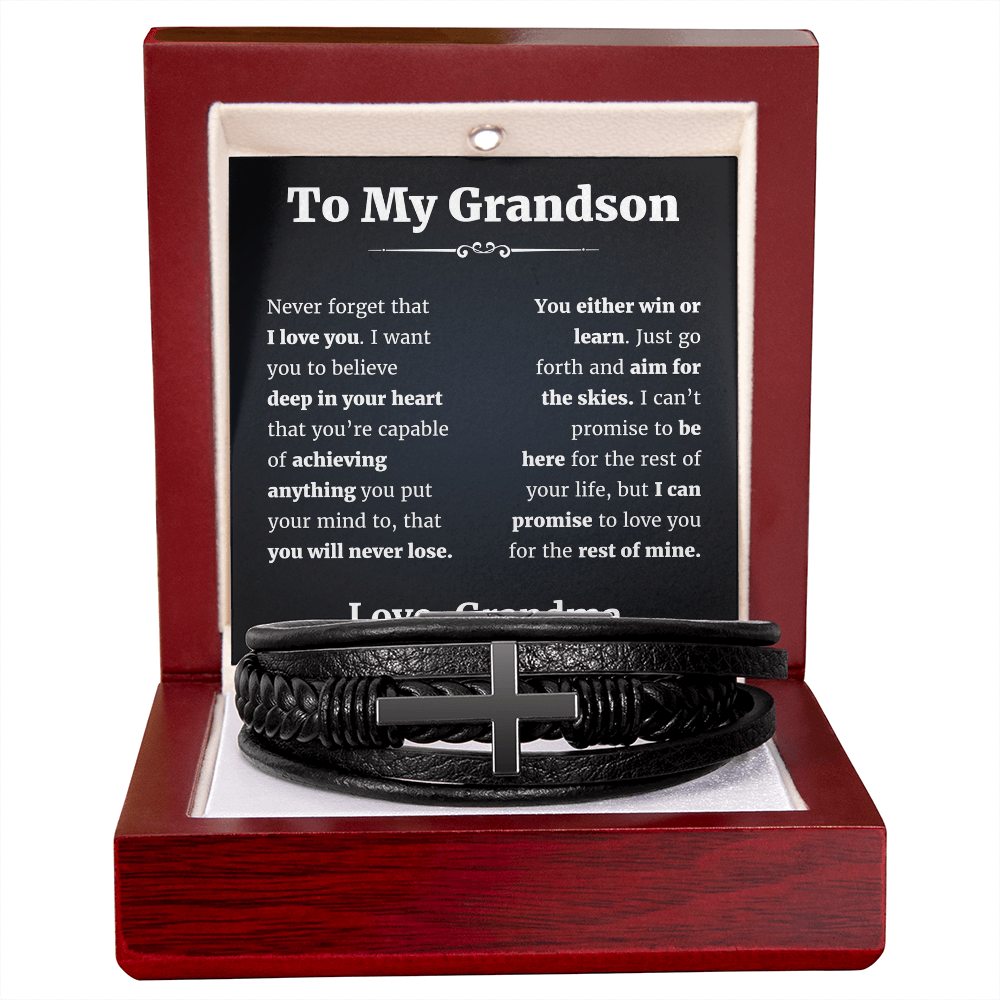 To My Grandson From Grandma Braclet Cross