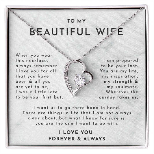 To My Beautiful WifeDelicate Heart Necklace, Wife Gift, Wife Necklace, Mothers Day Gift For Wife, Necklace For Wife From Husband, Gift For My Best Wife Ever, Christmas Gift For Wife, Birthday Gift For Wife With Message Card Necklace