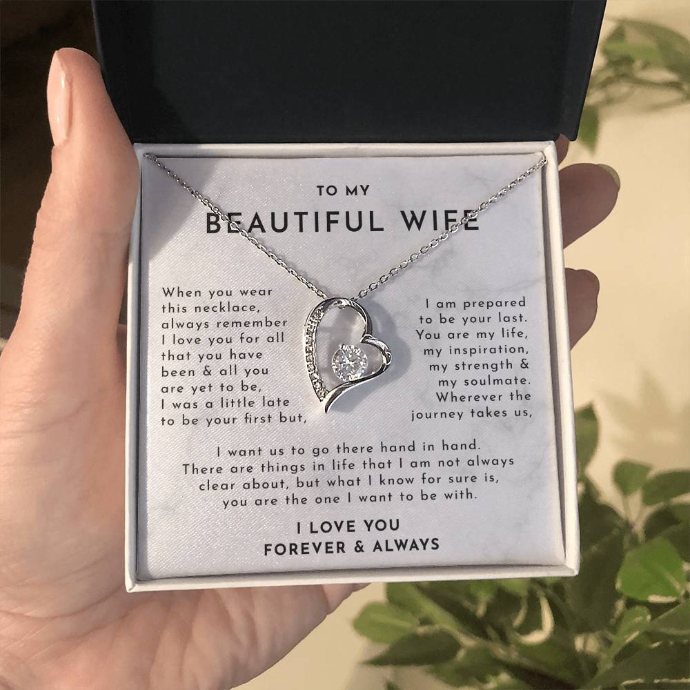 To My Beautiful WifeDelicate Heart Necklace, Wife Gift, Wife Necklace, Mothers Day Gift For Wife, Necklace For Wife From Husband, Gift For My Best Wife Ever, Christmas Gift For Wife, Birthday Gift For Wife With Message Card Necklace