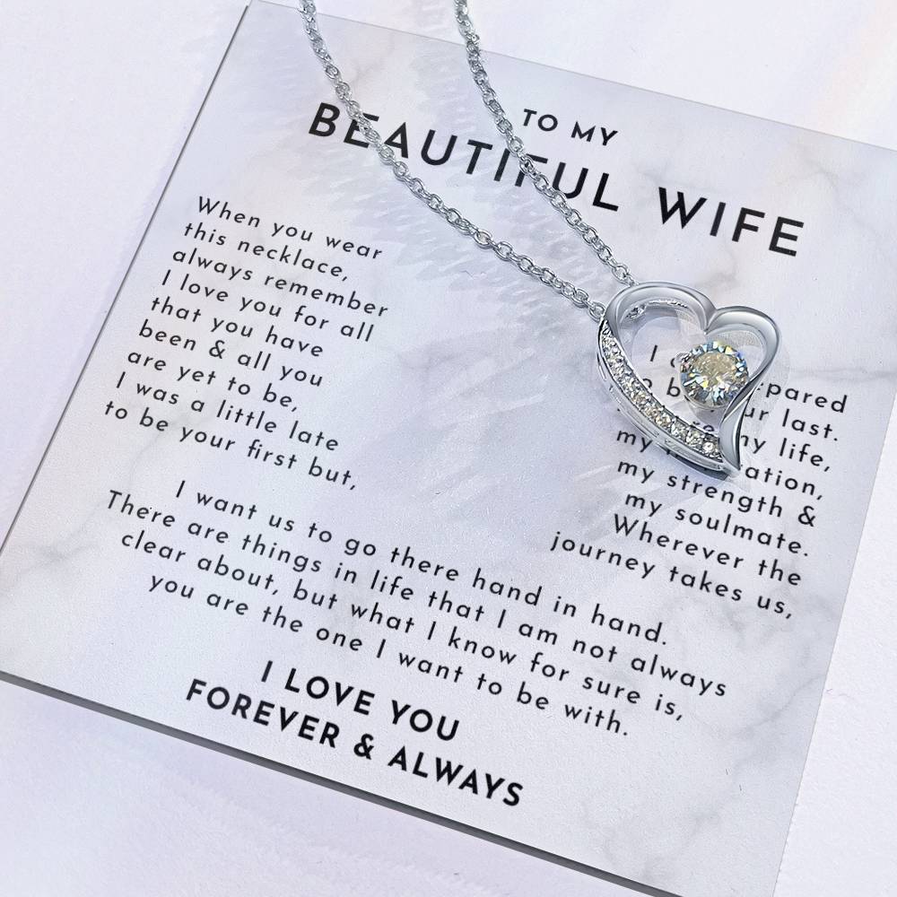 To My Beautiful WifeDelicate Heart Necklace, Wife Gift, Wife Necklace, Mothers Day Gift For Wife, Necklace For Wife From Husband, Gift For My Best Wife Ever, Christmas Gift For Wife, Birthday Gift For Wife With Message Card Necklace