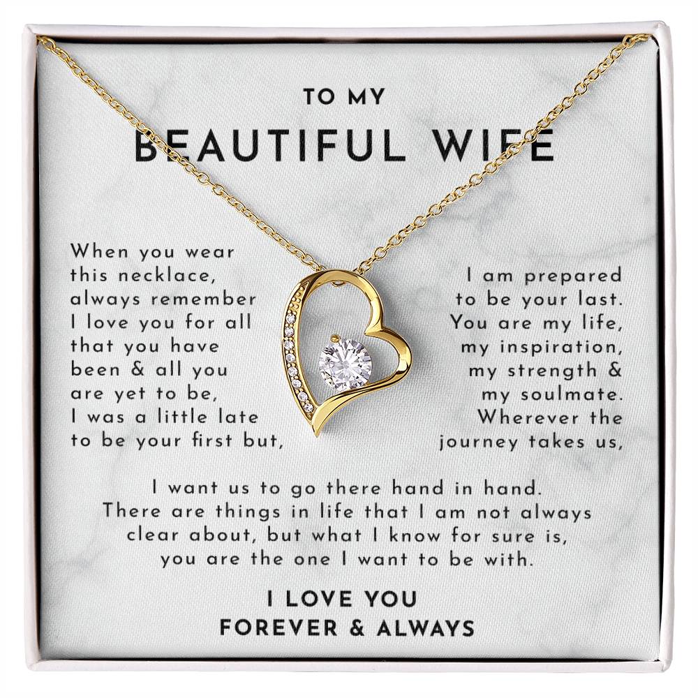 To My Beautiful WifeDelicate Heart Necklace, Wife Gift, Wife Necklace, Mothers Day Gift For Wife, Necklace For Wife From Husband, Gift For My Best Wife Ever, Christmas Gift For Wife, Birthday Gift For Wife With Message Card Necklace