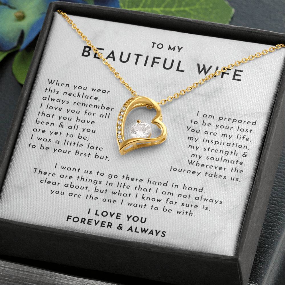 To My Beautiful WifeDelicate Heart Necklace, Wife Gift, Wife Necklace, Mothers Day Gift For Wife, Necklace For Wife From Husband, Gift For My Best Wife Ever, Christmas Gift For Wife, Birthday Gift For Wife With Message Card Necklace