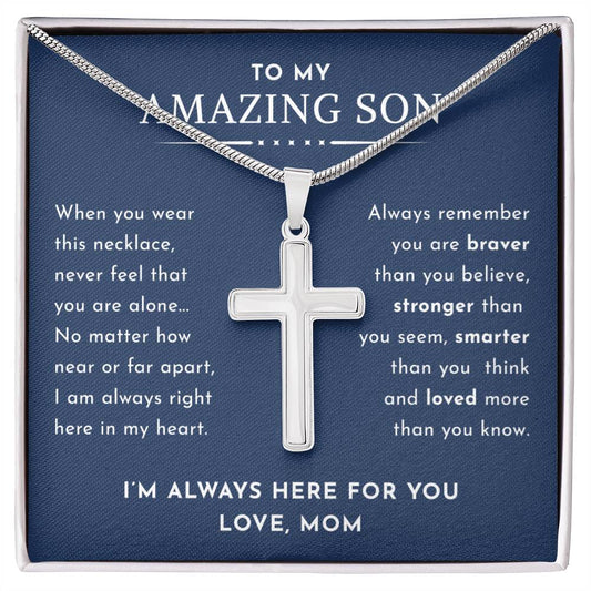 To My Amazing Son Stainless Steel Cross Necklace
