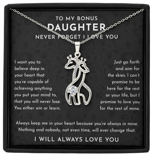 Giraffe Necklace Gift, To My Bonus Daughter